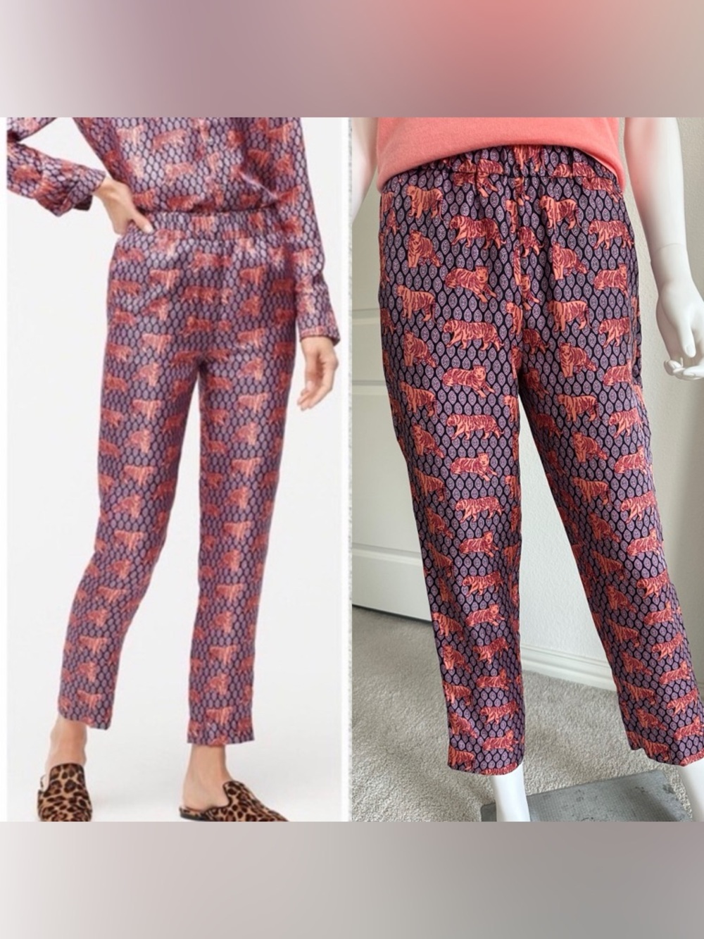 NWOT J.Crew 100% Silk Roaming Tiger Pant Size 0